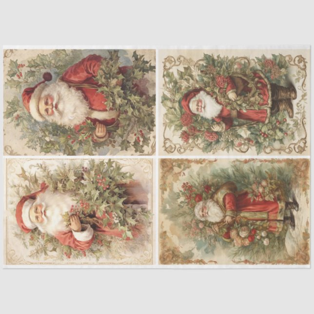 Shabby Chic Santa 4 Square  Tissue Paper (Front)