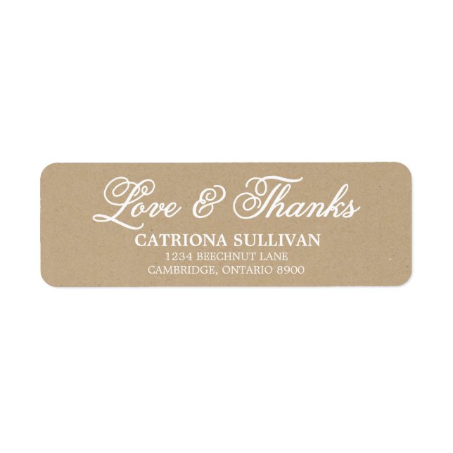 Shabby Chic Script Love & Thank Address Label (Front)