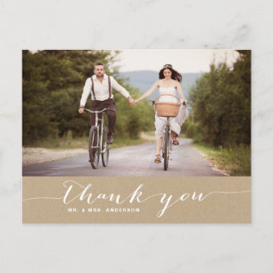 Shabby Chic Script Wedding Thank You Postcard