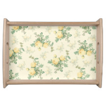 Shabby chic serving tray yellow roses