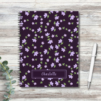 Shabby Chic Small Floral Cottagecore Deep Violet Notebook