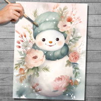 Shabby Chic Snowman 1 Decoupage Paper