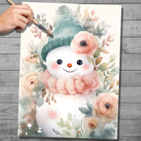 Shabby Chic Snowman 3 Decoupage Paper