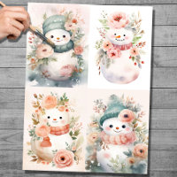 Shabby Chic Snowman Collage 1 Decoupage Paper