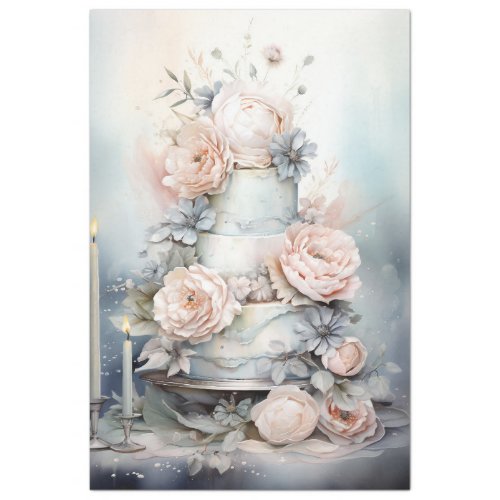 Shabby chic soft pastel colors birthday cake tissue paper