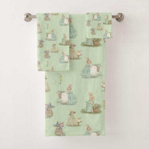 Shabby Chic Spring Rabbit Bath Towel Set