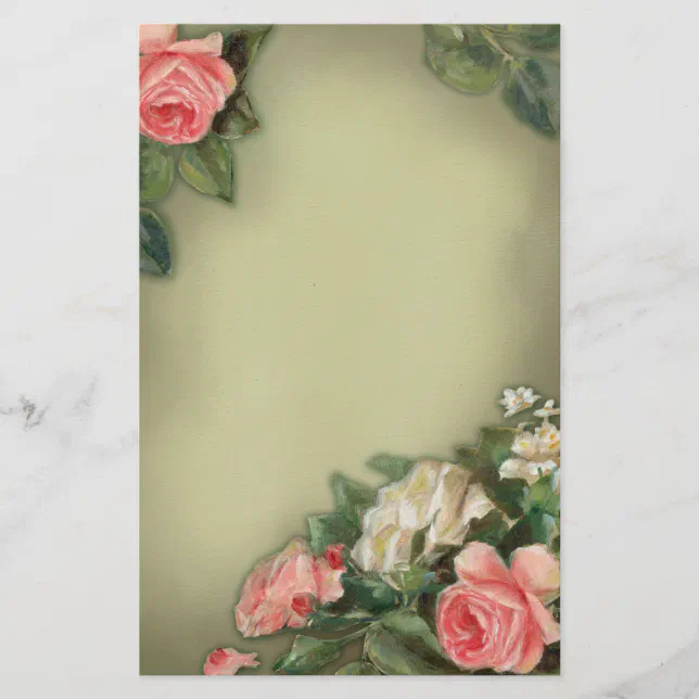 Shabby Chic style roses Stationery Zazzle