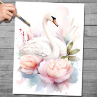 Shabby Chic Swan 1 Decoupage Paper