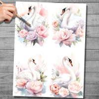 Shabby Chic Swan Collage 1 Decoupage Paper