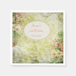 Shabby Chic Sweet 25th Birthday & Wildflowers Paper Napkins