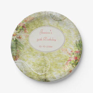 Shabby Chic Sweet 30th Birthday & Wildflowers Paper Plates