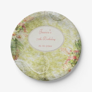Shabby Chic Sweet 70th Birthday & Wildflowers Paper Plates