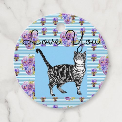 Shabby Chic Tabby Cat Love You Gift Tags