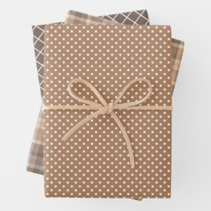 Shabby Chic Tan Beige Taupe Brown Stripes Pattern Wrapping Paper Sheets