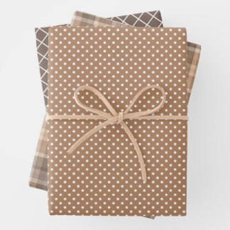 Shabby Chic Tan Beige Taupe Brown Stripes Pattern Wrapping Paper Sheets
