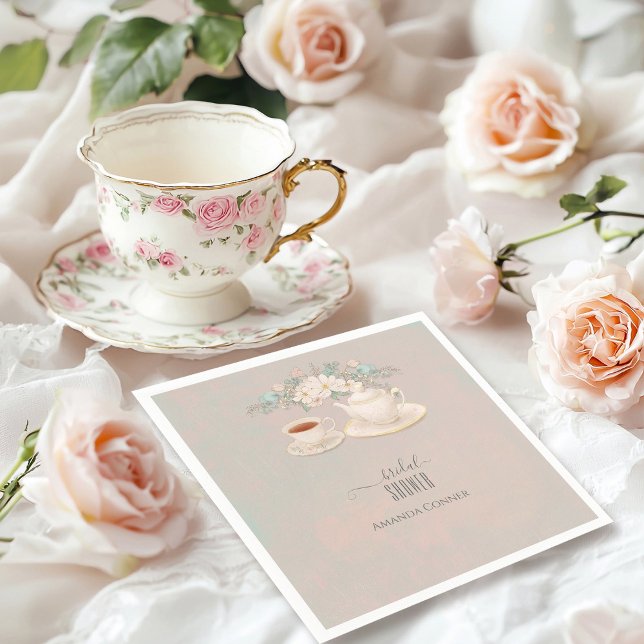 Shabby chic Tea Party Bridal Shower Napkins (Creator Uploaded)