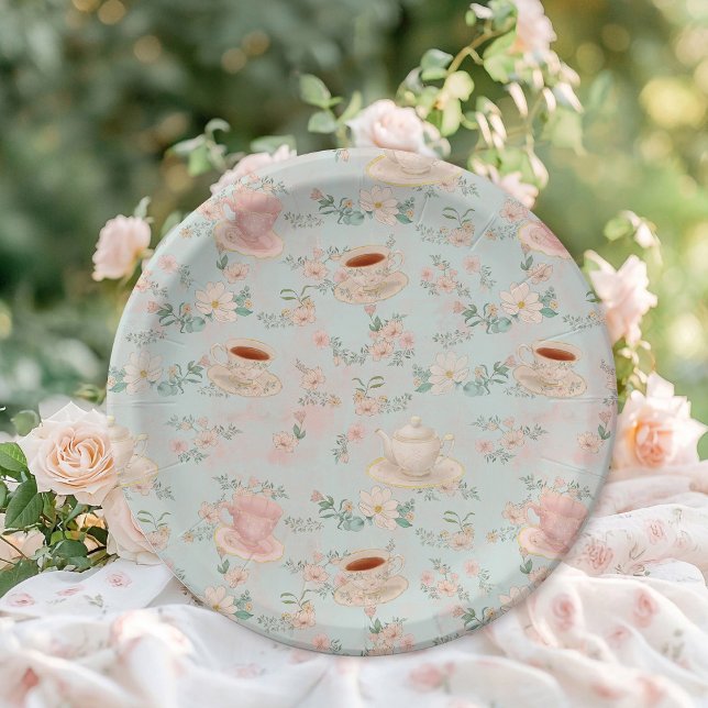 Shabby chic Tea Party Bridal Shower Paper Plates (Creator Uploaded)