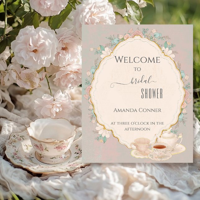 Shabby chic Tea Party Bridal Shower Welcome Board (Creator Uploaded)