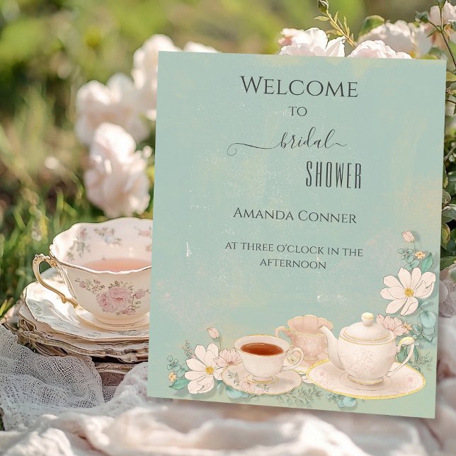 Shabby chic Tea Party Bridal Shower Welcome Foam Board (Creator Uploaded)