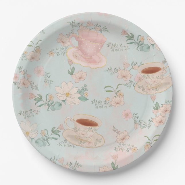 Shabby Chic Tea Party Paper Plates (Front)