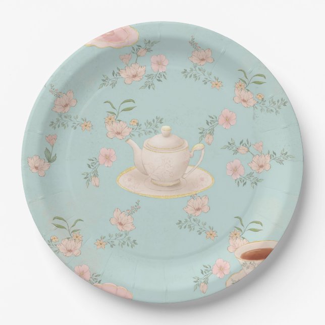 Shabby Chic Tea Party Paper Plates (Front)
