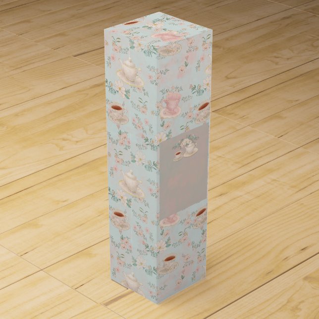 Shabby chic Tea Party Wine Box (Front)