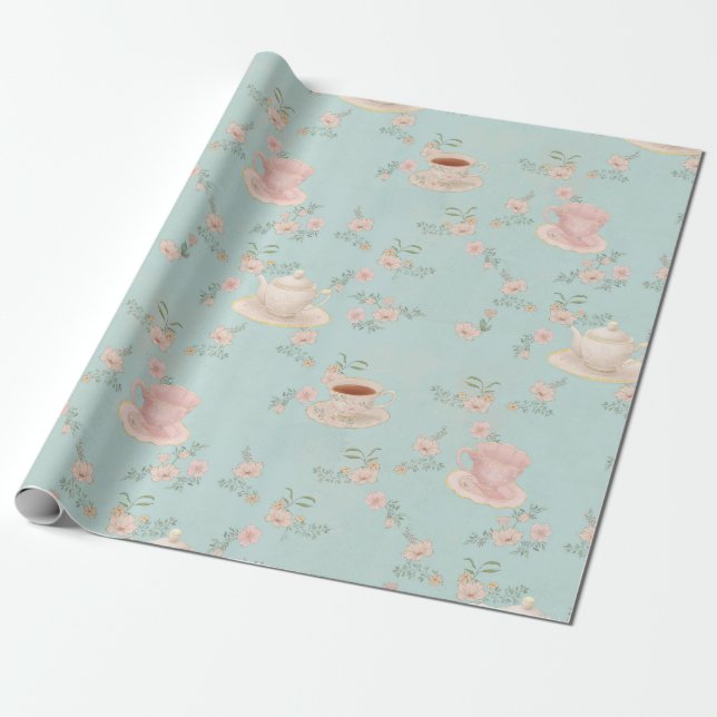 Shabby Chic Tea Party Wrapping Paper (Unrolled)