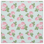 Shabby Chic Tea Roses Pink and Blue Fabric