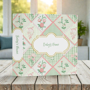 Shabby Chic Teal and Pink Floral Baby Photos 3 Ring Binder