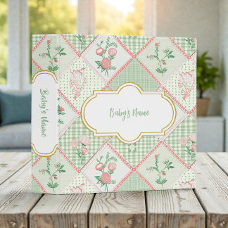 Shabby Chic Teal and Pink Floral Baby Photos 3 Ring Binder
