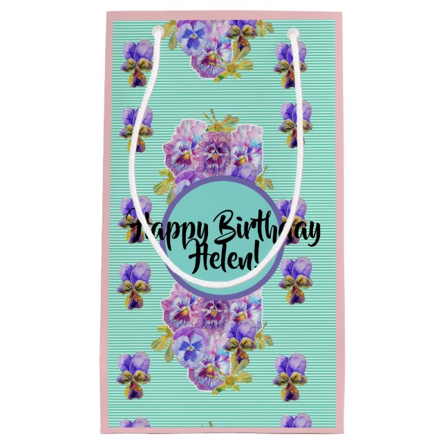 Shabby Chic Turquoise aqua flowers Floral Gift Bag (Front)