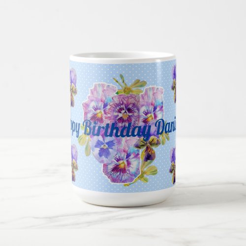 Shabby Chic Turquoise Aqua Pansy floral Mug