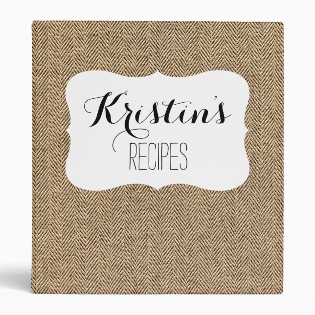 Shabby Chic Tweed Rustic Burlap Fabric Texture 3 Ring Binder (Front)
