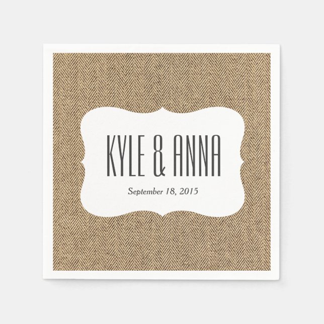 Shabby Chic Tweed Rustic Burlap Fabric Texture Napkins (Front)