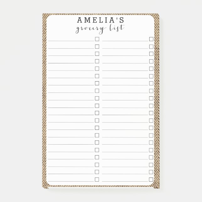 Shabby Chic Tweed Rustic Burlap Fabric Texture Post-it Notes (Front)