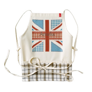 shabby chic, uk flag,patchwork,country,blue,red, zazzle HEART apron