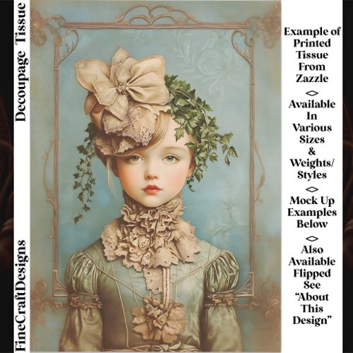 Shabby Chic Victorian Girl Framed FN5L Decoupage Tissue Paper