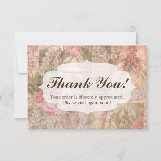 Shabby Chic Victorian Ladies Fashion Thank You Card (Front)