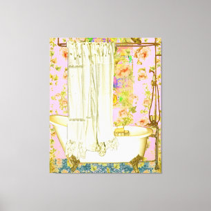 Shabby Chic Victorian Tub Brass Fixtures Canvas Print