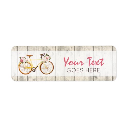 Shabby Chic Vintage Bicycle on Rustic Wood Custom Label