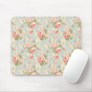 Shabby Chic Vintage Blush Pink Roses Floral Mouse Pad