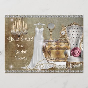 Shabby Chic Vintage Bridal Shower Invitation Bling by CHICLOUNGE at Zazzle