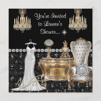 Shabby Chic Vintage Bridal Shower with Bling Invitation