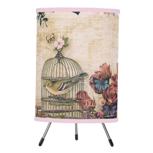 shabby chicvintage collage birdsbutterfliesvic tripod lamp