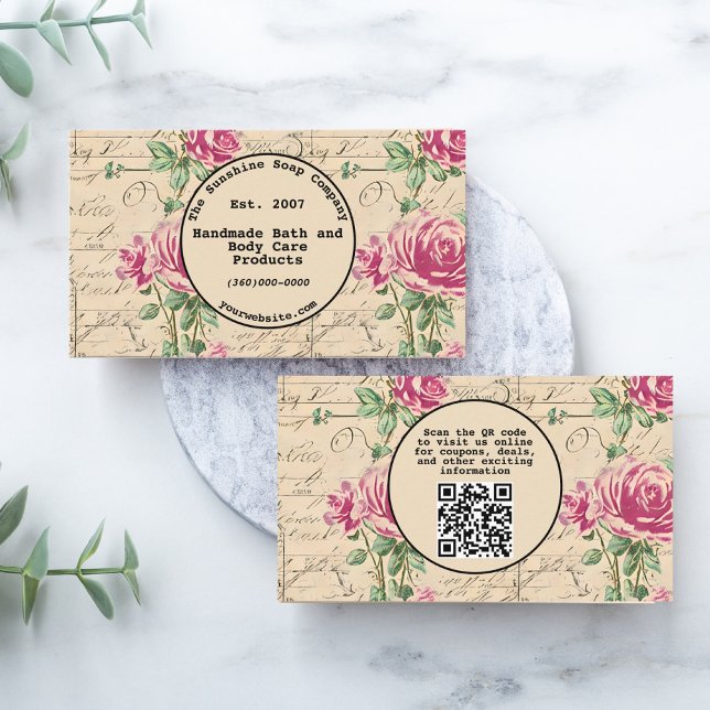 Shabby Chic Vintage Floral Business Card (Creator Uploaded)