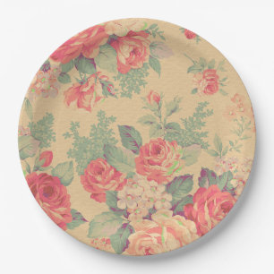 Shabby Chic Vintage Floral Country French Paper Plates