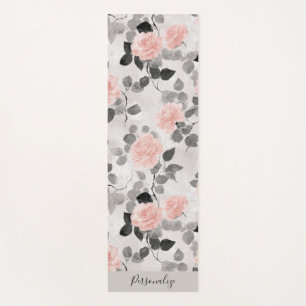 Shabby Chic Vintage Floral Pink Rose Personalized Yoga Mat