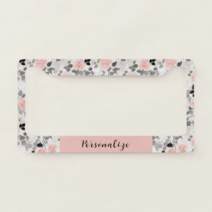 Shabby Chic Vintage Floral Pink Roses Elegant License Plate Frame