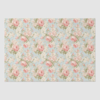 Shabby Chic Vintage Floral Victorian Pink Roses Tissue Paper