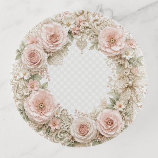shabby chic vintage flowers wreath trinket tray
